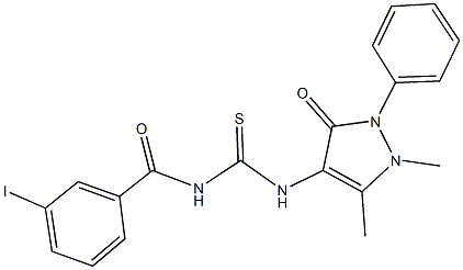 N-(1,5-dimethyl-3-oxo-2-phenyl-2,3-dihydro-1H-pyrazol-4-yl)-N'-(3-iodobenzoyl)thiourea 구조식 이미지