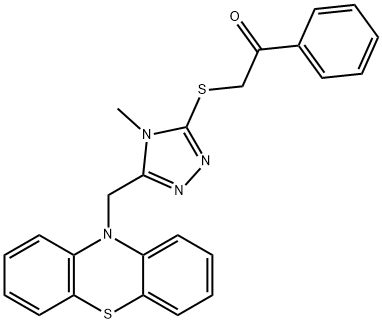 2-{[4-methyl-5-(10H-phenothiazin-10-ylmethyl)-4H-1,2,4-triazol-3-yl]sulfanyl}-1-phenylethanone 구조식 이미지