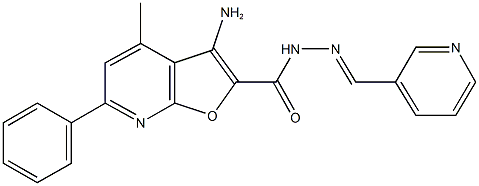 3-amino-4-methyl-6-phenyl-N'-(3-pyridinylmethylene)furo[2,3-b]pyridine-2-carbohydrazide Structure