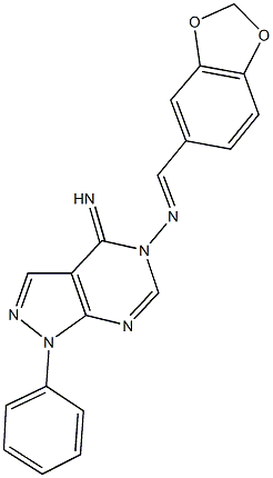 N-(1,3-benzodioxol-5-ylmethylene)-N-(4-imino-1-phenyl-1,4-dihydro-5H-pyrazolo[3,4-d]pyrimidin-5-yl)amine 구조식 이미지