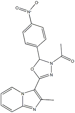 3-(4-acetyl-5-{4-nitrophenyl}-4,5-dihydro-1,3,4-oxadiazol-2-yl)-2-methylimidazo[1,2-a]pyridine Structure