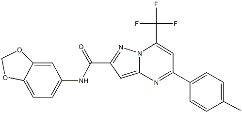 N-(1,3-benzodioxol-5-yl)-5-(4-methylphenyl)-7-(trifluoromethyl)pyrazolo[1,5-a]pyrimidine-2-carboxamide 구조식 이미지