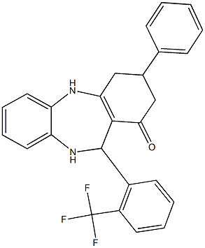 3-phenyl-11-[2-(trifluoromethyl)phenyl]-2,3,4,5,10,11-hexahydro-1H-dibenzo[b,e][1,4]diazepin-1-one 구조식 이미지