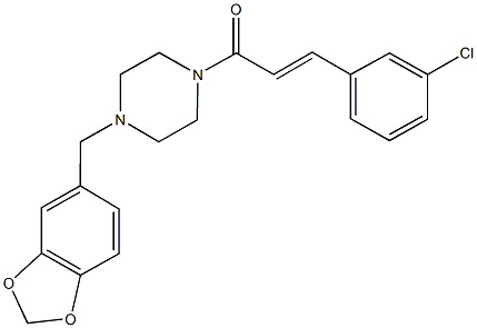 1-(1,3-benzodioxol-5-ylmethyl)-4-[3-(3-chlorophenyl)acryloyl]piperazine 구조식 이미지