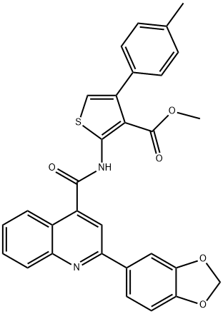 methyl 2-({[2-(1,3-benzodioxol-5-yl)-4-quinolinyl]carbonyl}amino)-4-(4-methylphenyl)-3-thiophenecarboxylate Structure