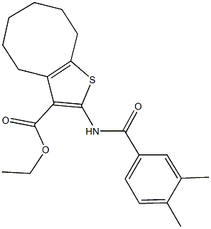 ethyl 2-[(3,4-dimethylbenzoyl)amino]-4,5,6,7,8,9-hexahydrocycloocta[b]thiophene-3-carboxylate 구조식 이미지