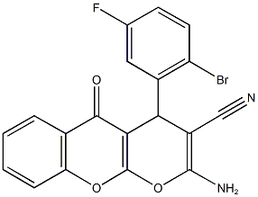 2-amino-4-(2-bromo-5-fluorophenyl)-5-oxo-4H,5H-pyrano[2,3-b]chromene-3-carbonitrile 구조식 이미지