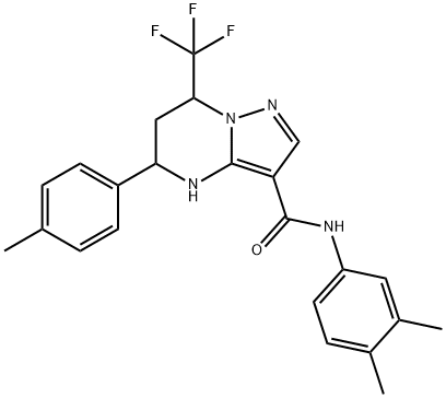 N-(3,4-dimethylphenyl)-5-(4-methylphenyl)-7-(trifluoromethyl)-4,5,6,7-tetrahydropyrazolo[1,5-a]pyrimidine-3-carboxamide 구조식 이미지