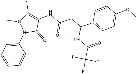 N-(1,5-dimethyl-3-oxo-2-phenyl-2,3-dihydro-1H-pyrazol-4-yl)-3-(4-methoxyphenyl)-3-[(trifluoroacetyl)amino]propanamide 구조식 이미지