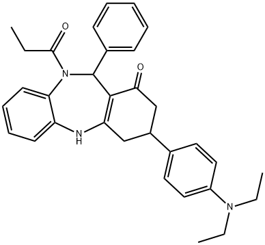 3-[4-(diethylamino)phenyl]-11-phenyl-10-propionyl-2,3,4,5,10,11-hexahydro-1H-dibenzo[b,e][1,4]diazepin-1-one Structure