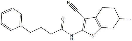 N-(3-cyano-6-methyl-4,5,6,7-tetrahydro-1-benzothien-2-yl)-4-phenylbutanamide 구조식 이미지