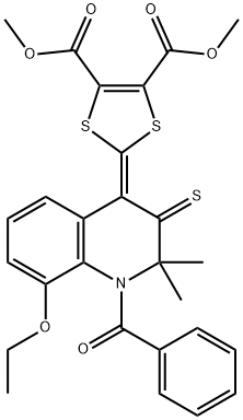dimethyl 2-(1-benzoyl-8-ethoxy-2,2-dimethyl-3-thioxo-2,3-dihydro-4(1H)-quinolinylidene)-1,3-dithiole-4,5-dicarboxylate Structure