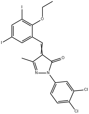 2-(3,4-dichlorophenyl)-4-(2-ethoxy-3,5-diiodobenzylidene)-5-methyl-2,4-dihydro-3H-pyrazol-3-one 구조식 이미지