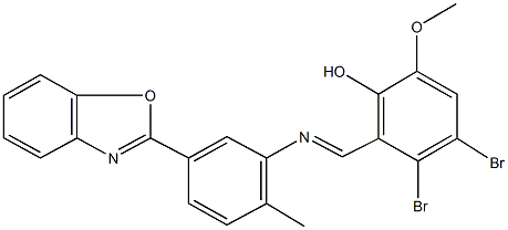 2-({[5-(1,3-benzoxazol-2-yl)-2-methylphenyl]imino}methyl)-3,4-dibromo-6-methoxyphenol 구조식 이미지