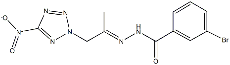 3-bromo-N'-(2-{5-nitro-2H-tetraazol-2-yl}-1-methylethylidene)benzohydrazide 구조식 이미지