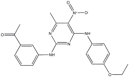 1-[3-({4-(4-ethoxyanilino)-5-nitro-6-methyl-2-pyrimidinyl}amino)phenyl]ethanone 구조식 이미지