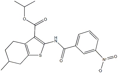 isopropyl 2-({3-nitrobenzoyl}amino)-6-methyl-4,5,6,7-tetrahydro-1-benzothiophene-3-carboxylate 구조식 이미지