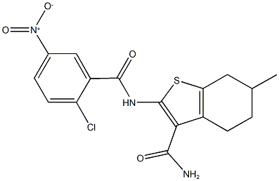 2-({2-chloro-5-nitrobenzoyl}amino)-6-methyl-4,5,6,7-tetrahydro-1-benzothiophene-3-carboxamide 구조식 이미지