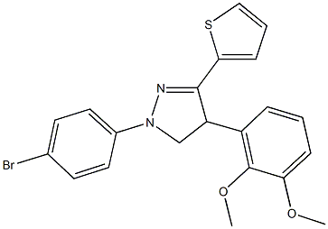 1-(4-bromophenyl)-4-(2,3-dimethoxyphenyl)-3-(2-thienyl)-4,5-dihydro-1H-pyrazole 구조식 이미지