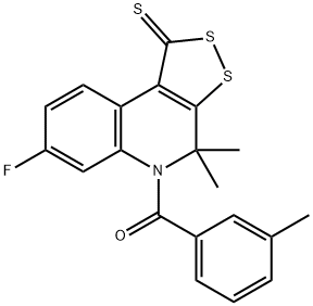 7-fluoro-4,4-dimethyl-5-(3-methylbenzoyl)-4,5-dihydro-1H-[1,2]dithiolo[3,4-c]quinoline-1-thione Structure