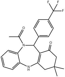 10-acetyl-3,3-dimethyl-11-[4-(trifluoromethyl)phenyl]-2,3,4,5,10,11-hexahydro-1H-dibenzo[b,e][1,4]diazepin-1-one 구조식 이미지