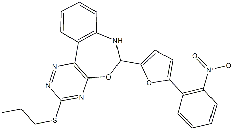 6-(5-{2-nitrophenyl}-2-furyl)-3-(propylsulfanyl)-6,7-dihydro[1,2,4]triazino[5,6-d][3,1]benzoxazepine 구조식 이미지