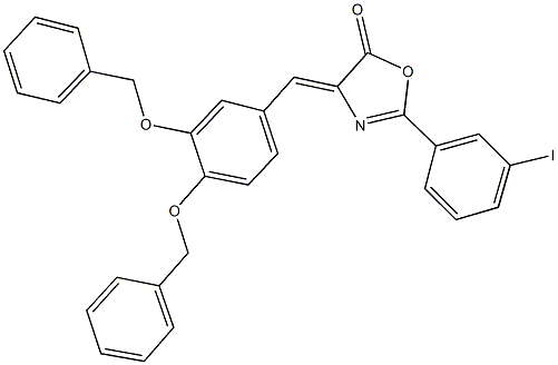 4-[3,4-bis(benzyloxy)benzylidene]-2-(3-iodophenyl)-1,3-oxazol-5(4H)-one 구조식 이미지