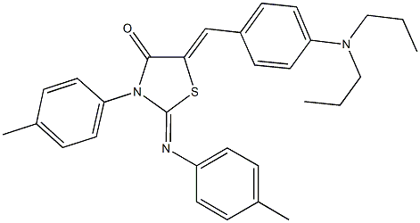 5-[4-(dipropylamino)benzylidene]-3-(4-methylphenyl)-2-[(4-methylphenyl)imino]-1,3-thiazolidin-4-one 구조식 이미지