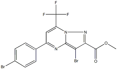 methyl 3-bromo-5-(4-bromophenyl)-7-(trifluoromethyl)pyrazolo[1,5-a]pyrimidine-2-carboxylate Structure