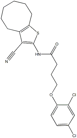 N-(3-cyano-4,5,6,7,8,9-hexahydrocycloocta[b]thien-2-yl)-4-(2,4-dichlorophenoxy)butanamide 구조식 이미지