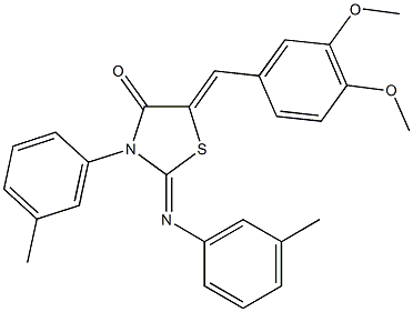 5-(3,4-dimethoxybenzylidene)-3-(3-methylphenyl)-2-[(3-methylphenyl)imino]-1,3-thiazolidin-4-one Structure