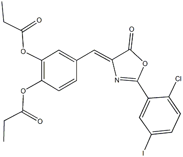 4-[(2-(2-chloro-5-iodophenyl)-5-oxo-1,3-oxazol-4(5H)-ylidene)methyl]-2-(propionyloxy)phenyl propionate Structure