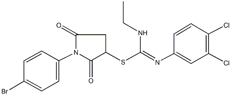 1-(4-bromophenyl)-2,5-dioxo-3-pyrrolidinyl N'-(3,4-dichlorophenyl)-N-ethylimidothiocarbamate Structure