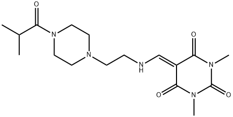 5-({[2-(4-isobutyryl-1-piperazinyl)ethyl]amino}methylene)-1,3-dimethyl-2,4,6(1H,3H,5H)-pyrimidinetrione 구조식 이미지