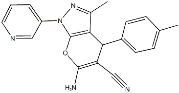 6-amino-3-methyl-4-(4-methylphenyl)-1-(3-pyridinyl)-1,4-dihydropyrano[2,3-c]pyrazole-5-carbonitrile 구조식 이미지