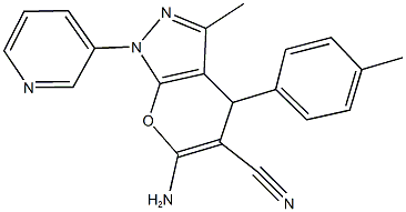 6-amino-3-methyl-4-(4-methylphenyl)-1-(3-pyridinyl)-1,4-dihydropyrano[2,3-c]pyrazole-5-carbonitrile Structure