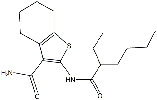 2-[(2-ethylhexanoyl)amino]-4,5,6,7-tetrahydro-1-benzothiophene-3-carboxamide Structure