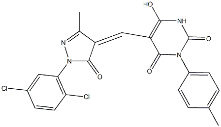 5-{[1-(2,5-dichlorophenyl)-3-methyl-5-oxo-1,5-dihydro-4H-pyrazol-4-ylidene]methyl}-6-hydroxy-3-(4-methylphenyl)-2,4(1H,3H)-pyrimidinedione Structure