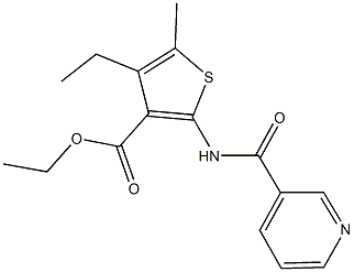 ethyl 4-ethyl-5-methyl-2-[(3-pyridinylcarbonyl)amino]-3-thiophenecarboxylate 구조식 이미지