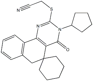 2-[(3-cyclopentyl-4-oxo-3,4,5,6-tetrahydrospiro[benzo[h]quinazoline-5,1'-cyclohexane]-2-yl)sulfanyl]acetonitrile 구조식 이미지