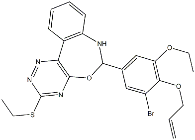 6-[4-(allyloxy)-3-bromo-5-ethoxyphenyl]-3-(ethylsulfanyl)-6,7-dihydro[1,2,4]triazino[5,6-d][3,1]benzoxazepine 구조식 이미지