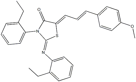 3-(2-ethylphenyl)-2-[(2-ethylphenyl)imino]-5-[3-(4-methoxyphenyl)-2-propenylidene]-1,3-thiazolidin-4-one Structure