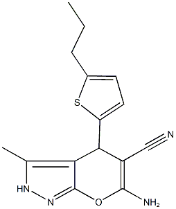 6-amino-3-methyl-4-(5-propyl-2-thienyl)-2,4-dihydropyrano[2,3-c]pyrazole-5-carbonitrile 구조식 이미지