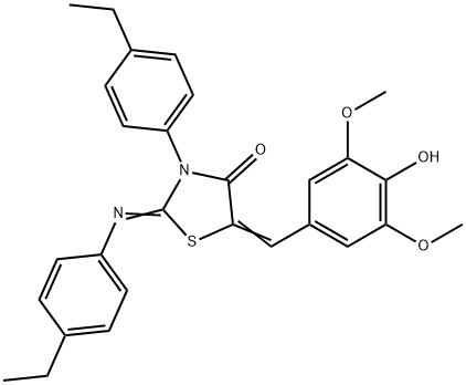 3-(4-ethylphenyl)-2-[(4-ethylphenyl)imino]-5-(4-hydroxy-3,5-dimethoxybenzylidene)-1,3-thiazolidin-4-one 구조식 이미지