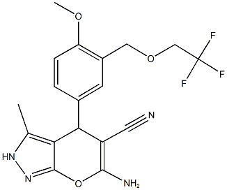 6-amino-4-{4-methoxy-3-[(2,2,2-trifluoroethoxy)methyl]phenyl}-3-methyl-2,4-dihydropyrano[2,3-c]pyrazole-5-carbonitrile 구조식 이미지