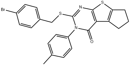 2-[(4-bromobenzyl)sulfanyl]-3-(4-methylphenyl)-3,5,6,7-tetrahydro-4H-cyclopenta[4,5]thieno[2,3-d]pyrimidin-4-one 구조식 이미지