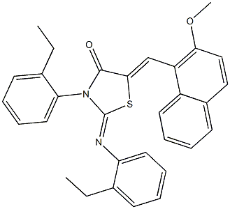 3-(2-ethylphenyl)-2-[(2-ethylphenyl)imino]-5-[(2-methoxy-1-naphthyl)methylene]-1,3-thiazolidin-4-one Structure