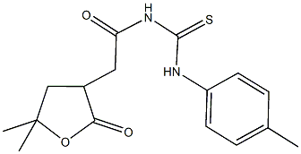 N-[(5,5-dimethyl-2-oxotetrahydro-3-furanyl)acetyl]-N'-(4-methylphenyl)thiourea Structure