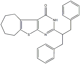 2-(1-benzyl-2-phenylethyl)-3,5,6,7,8,9-hexahydro-4H-cyclohepta[4,5]thieno[2,3-d]pyrimidin-4-one Structure