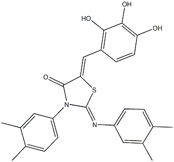3-(3,4-dimethylphenyl)-2-[(3,4-dimethylphenyl)imino]-5-(2,3,4-trihydroxybenzylidene)-1,3-thiazolidin-4-one 구조식 이미지